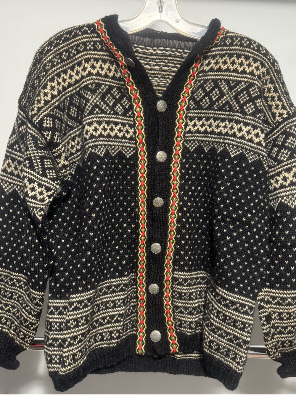 Vintage Norwegian "Setesdal" Lusekofte Wool Cardigan